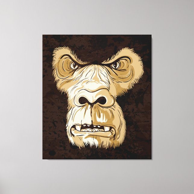 Gorilla head på svart brunt grunge-bakgrund canvastryck (Framsida)