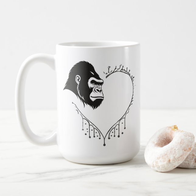 Gorilla Heartslag Kaffemugg (Med munk)