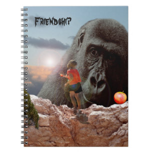 Gorilla hittar en vän. anteckningsbok