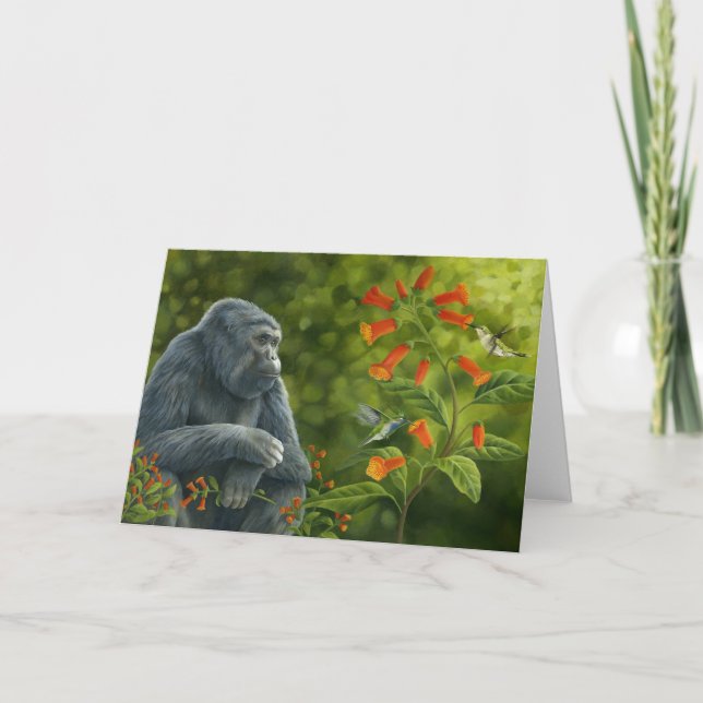 Gorilla & Hummingbird Card Kort (Framsida)