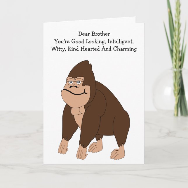 Gorilla Humous Brother Birthday Card Kort (Framsida)