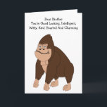 Gorilla Humous Brother Birthday Card Kort<br><div class="desc">Kortet gorilla, roligt broderkort. Anpassa det här födelsedagskortet med valfri text och skriv sedan ut det och skicka det till dig eller ladda ned det direkt till din mobila enhet. Om du behöver hjälp med att anpassa kontaktar du oss genom länken på den här sidan. Humoristiskt födelsedagskort för apa-bror som...</div>