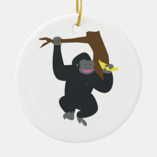 Gorilla i Träd Julgransprydnad Keramik