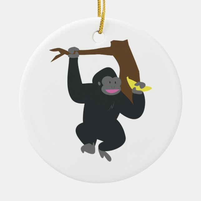 Gorilla i Träd Julgransprydnad Keramik (Framsidan)