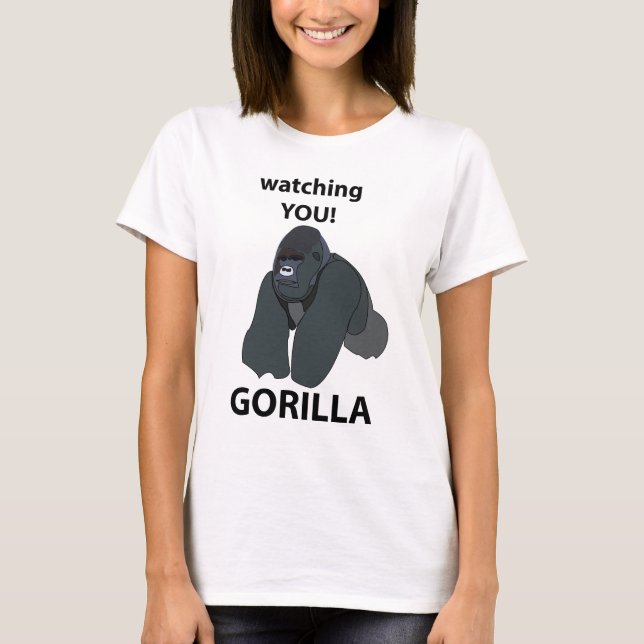 Gorilla iakttar dig rolig gorilla t shirt (Framsida)