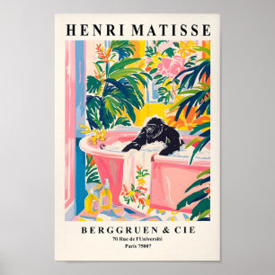 Gorilla in Bathtub Funny Poster, Matisse Art Print Poster