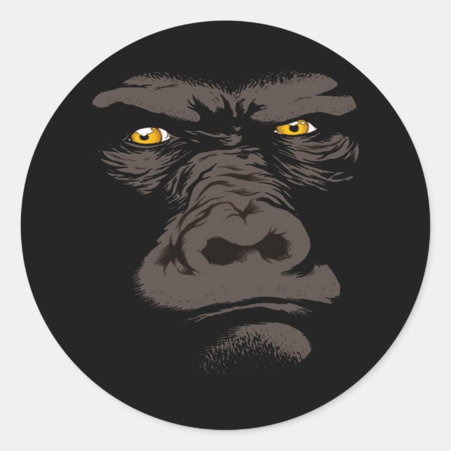 Gorilla in Black Runt Klistermärke (Framsida)