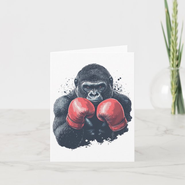 Gorilla in Boxing Handskar - Boxing Training Kort (Framsida)