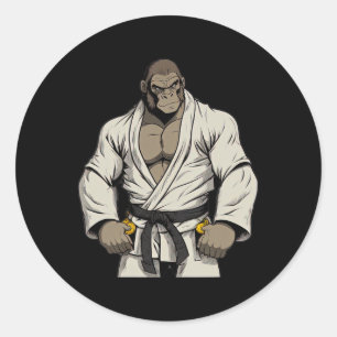Gorilla In Keikogi - Japansk Karateka Runt Klistermärke