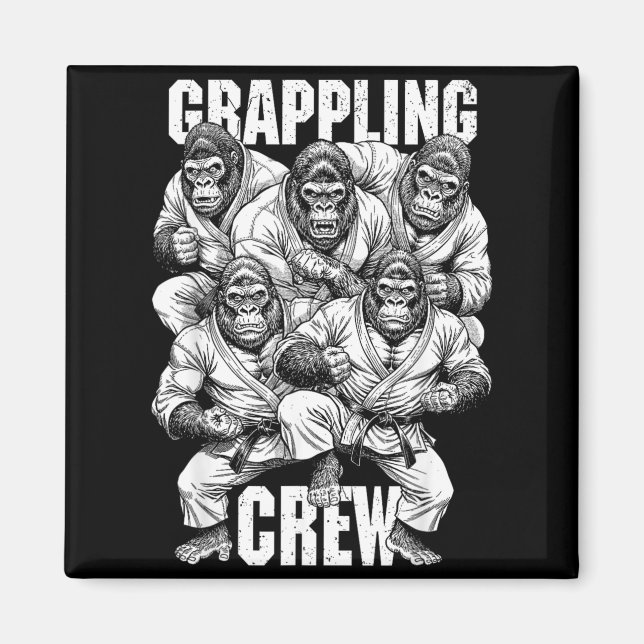 Gorilla Jiu Jitsu Ju Jutsu MMA BJJ Rolig Grappling Magnet (Framsidan)