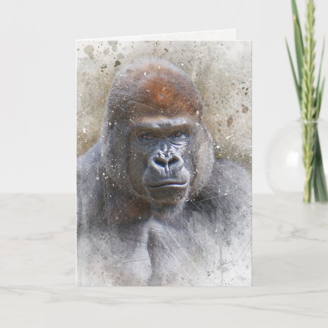 Gorilla Jungle Safari Artwork All Occasion Blank Helgkort (Framsida)