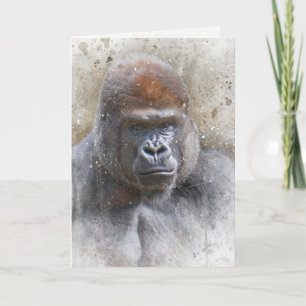 Gorilla Jungle Safari Konstverk Blankett för Alla Helgkort