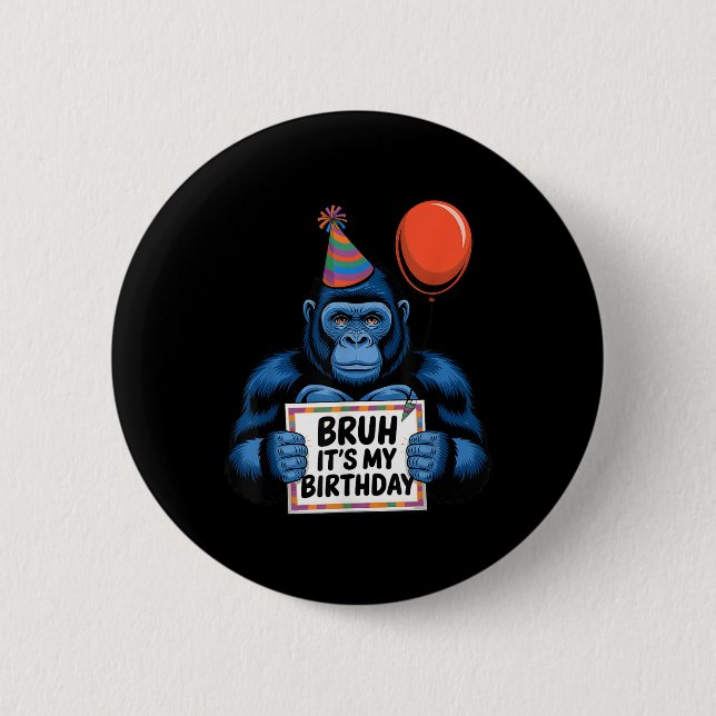 Gorilla Jungle Thuppe Födelsedagsfest Bruh dess mi Knapp (Framsida)