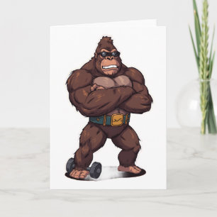 Gorilla kroppsbyggare tyngdlyftare Pop Art seriefi Kort