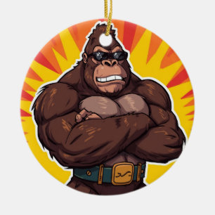 Gorilla kroppsbyggare tyngdlyftare Pop Artserie Ca Julgransprydnad Keramik