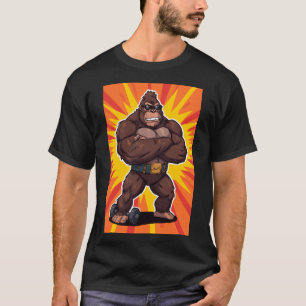 Gorilla kroppsbyggare vikt lyftare Pop Art Cartoon T Shirt