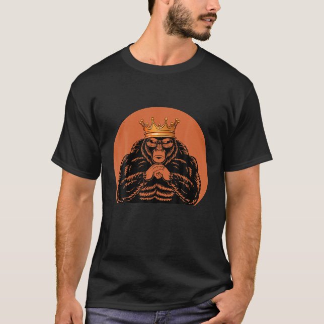 Gorilla Kung Krona Funny Ape Gang Wildlife Monkey T Shirt (Framsida)