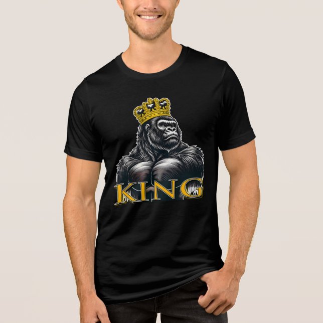 Gorilla Kung med Krona-fetstil T Shirt (Framsida)