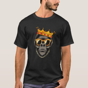 Gorilla Kung med Krona Silverback Crazy Vild Gori T Shirt