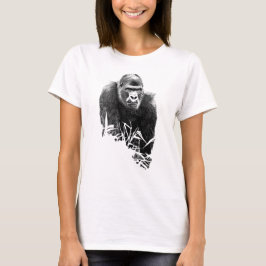 Gorilla Lope Digital Outline Art T Shirt