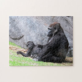 Gorilla Mamma och Baby Puzzle Pussel