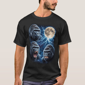 Gorilla Månbelysning Konst Kraftfull Ape Ansikten T Shirt