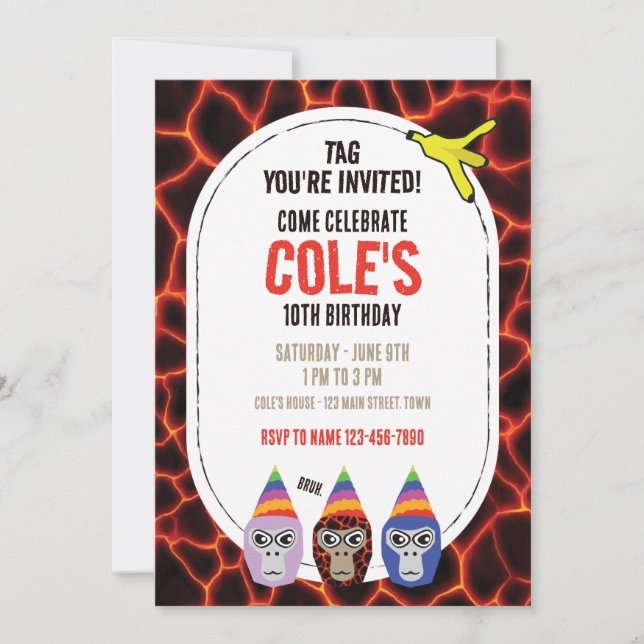 Gorilla Märkre, Virtuella verklighetsspel, födelse Inbjudningar (Framsida)