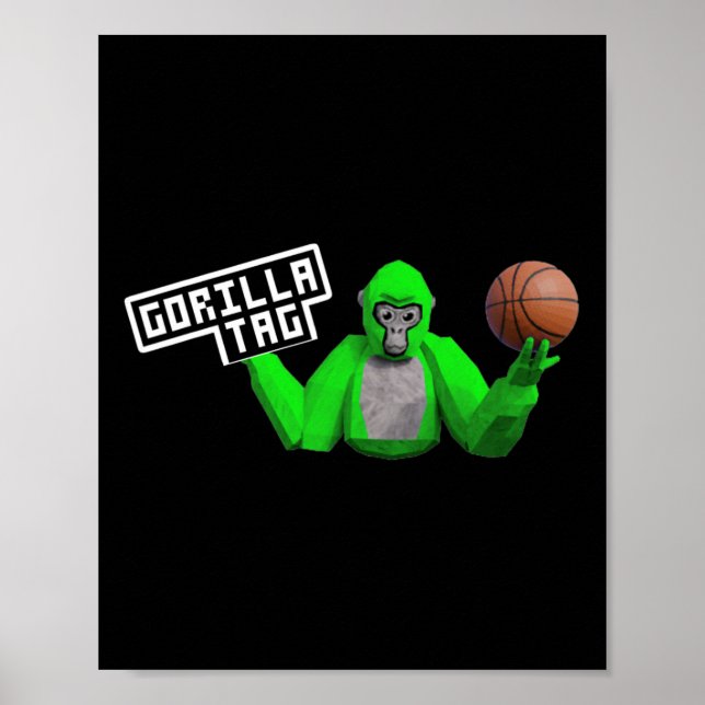 Gorilla Märkre Vr Gamer För barn Bysketbyll Poster (Framsidan)