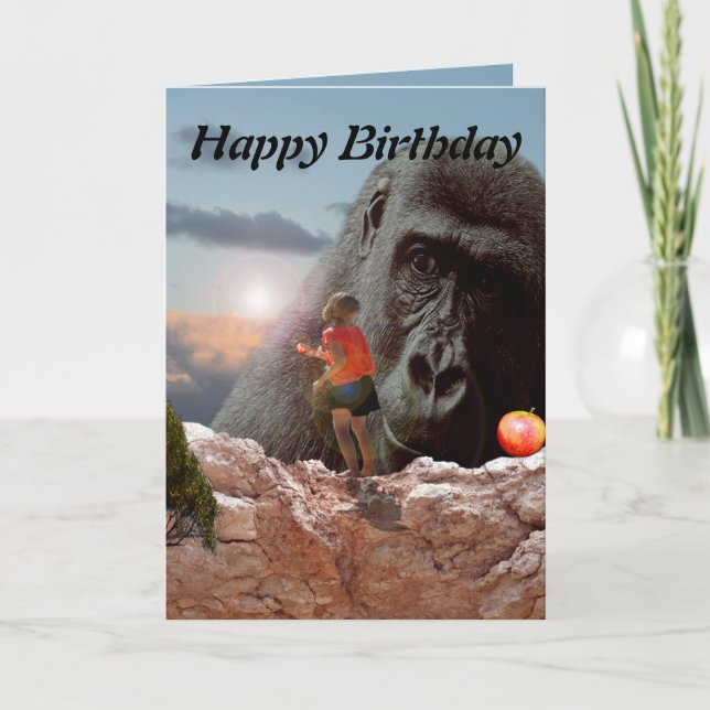 Gorilla med att älska ögon, födelsedag kort (Framsida)