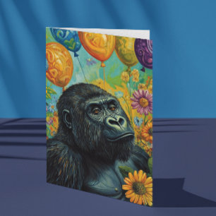 Gorilla med ballonger kort