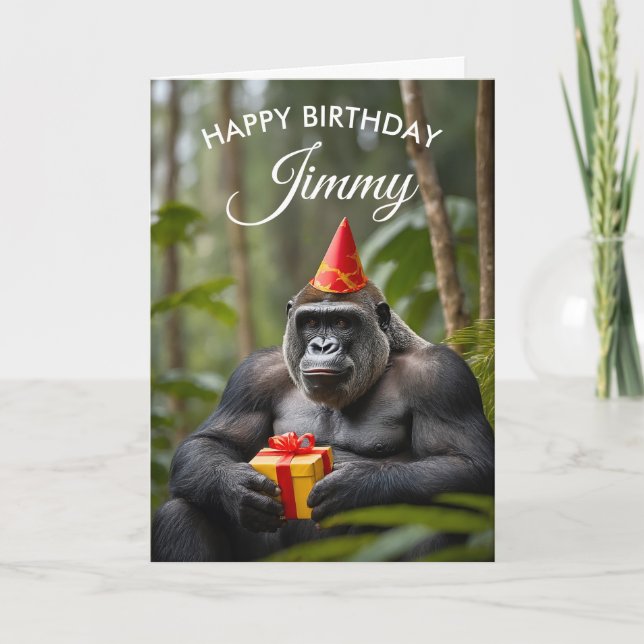 Gorilla med Gift i Jungle Birthday Kort (Framsida)