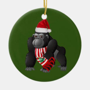 Gorilla med Hat Scaft jul Julgransprydnad Keramik