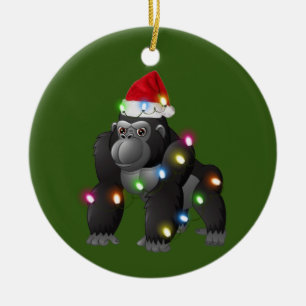 Gorilla med Hat Scaft-jul Julgransprydnad Keramik