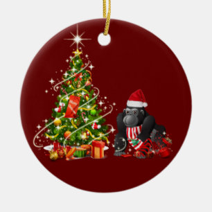 Gorilla med Hat Scafts jul Julgransprydnad Keramik