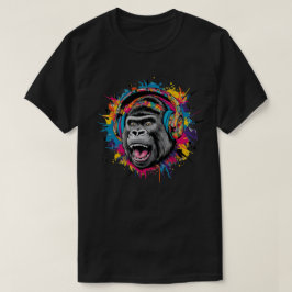 Gorilla med hörlurar Stänk T Shirt