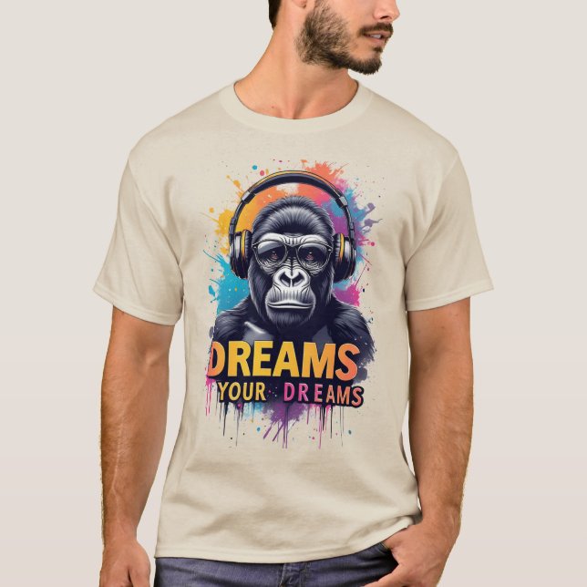 Gorilla med hörlurar t shirt (Framsida)