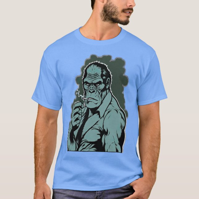 Gorilla med kostym och slips och rök cigarr t shirt (Framsida)