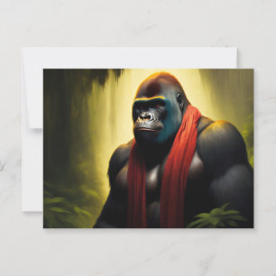 Gorilla med scarf i djungeln vykort