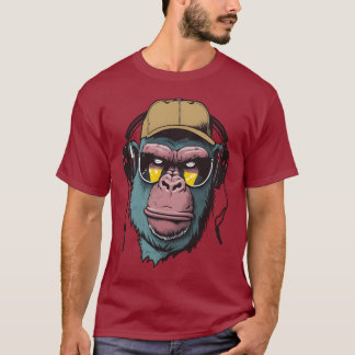 Gorilla med solglasögon, hörlurar t shirt