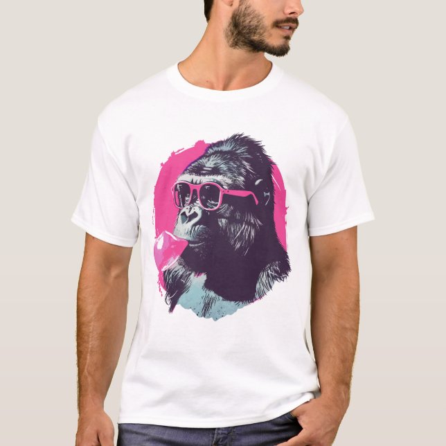 Gorilla med solglasögon och bubbelgum t shirt (Framsida)