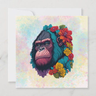 Gorilla med Stänk i Flowers Tack Kort