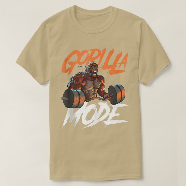 Gorilla Mode Gym Beast Workout Weights Liiting Pow T Shirt (Design framsida)