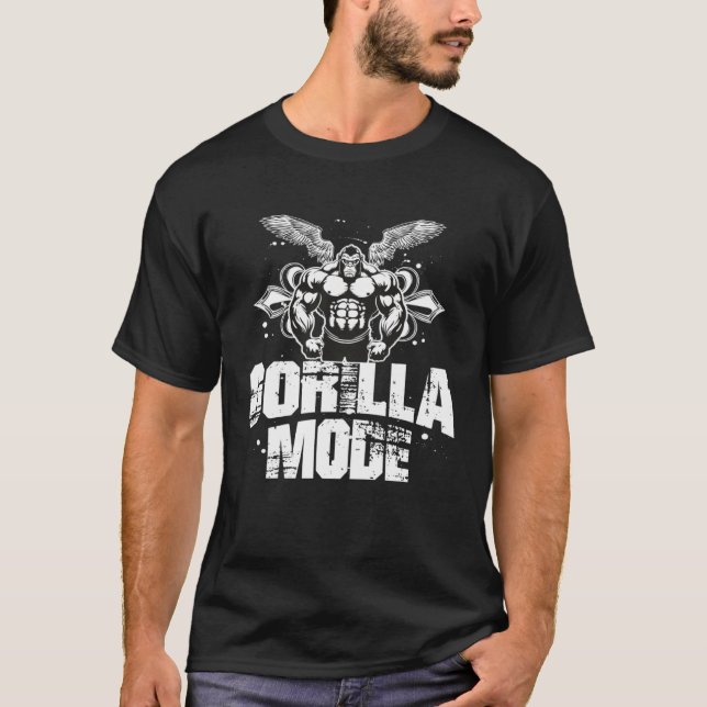Gorilla Mode Gym Workout Muscles Beast MMA Fighter T Shirt (Framsida)