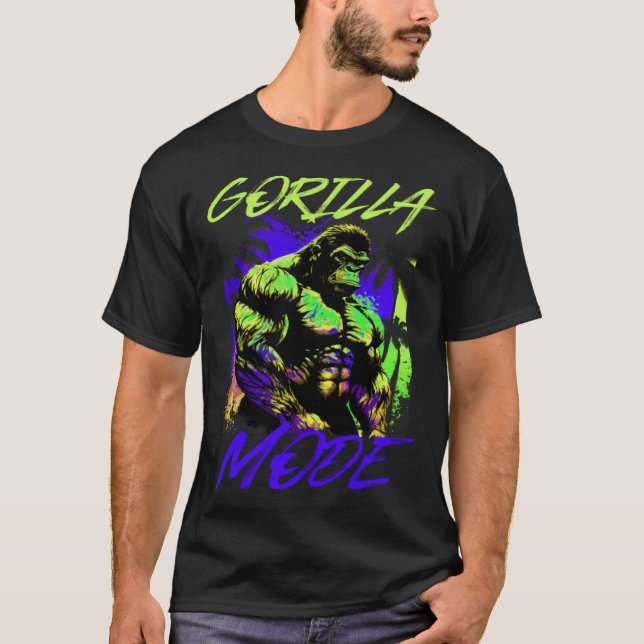Gorilla Mode Motivation Bodybuilding Beast Gym Wor T Shirt (Framsida)