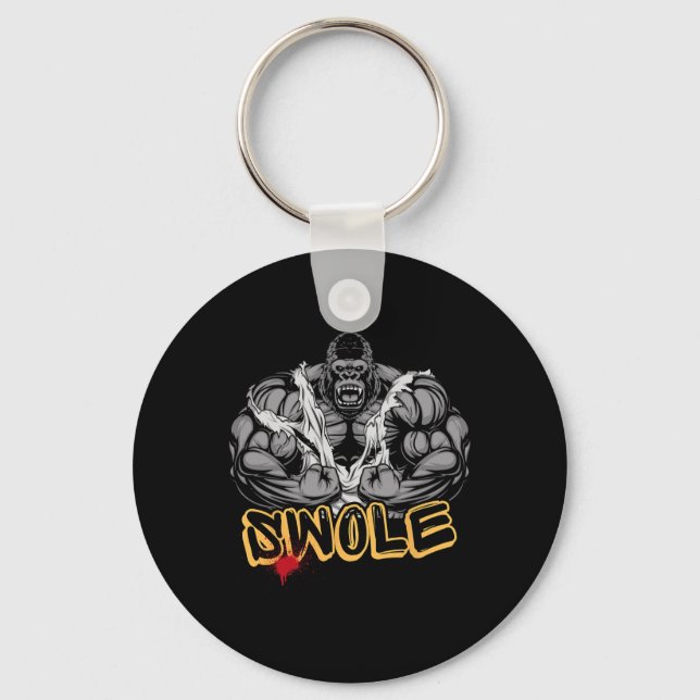 Gorilla Mode Strong Bodybuilding Workout Muscle Sw Nyckelring (Framsida)