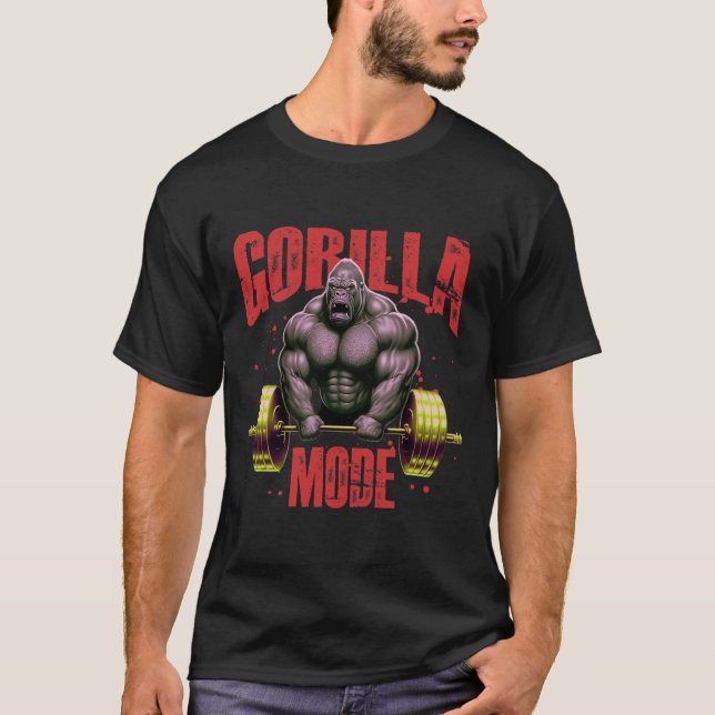Gorilla Mode Tyngdlyftning Gym Kraftsport Träning T Shirt (Framsida)
