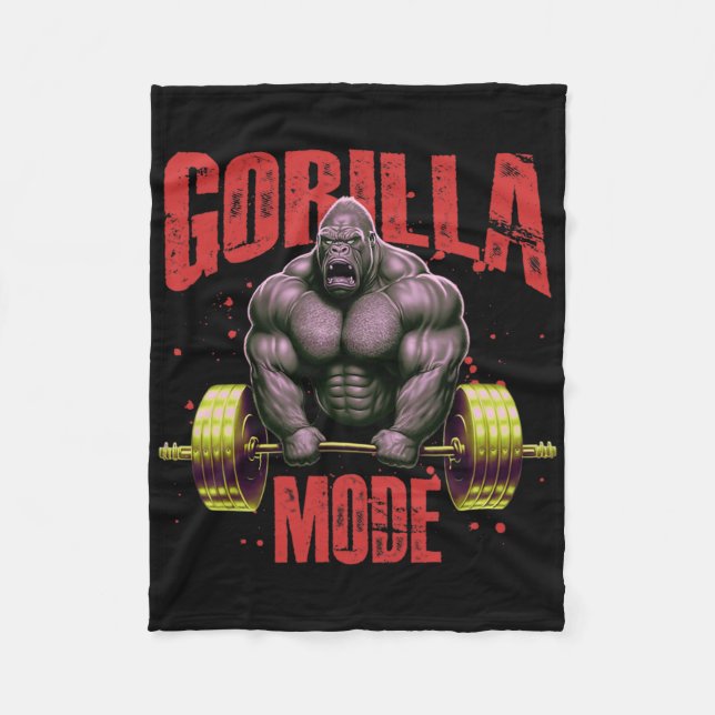 Gorilla Mode Weightlifting Gym Bodybuilding Workou Fleecefilt (Framsidan)