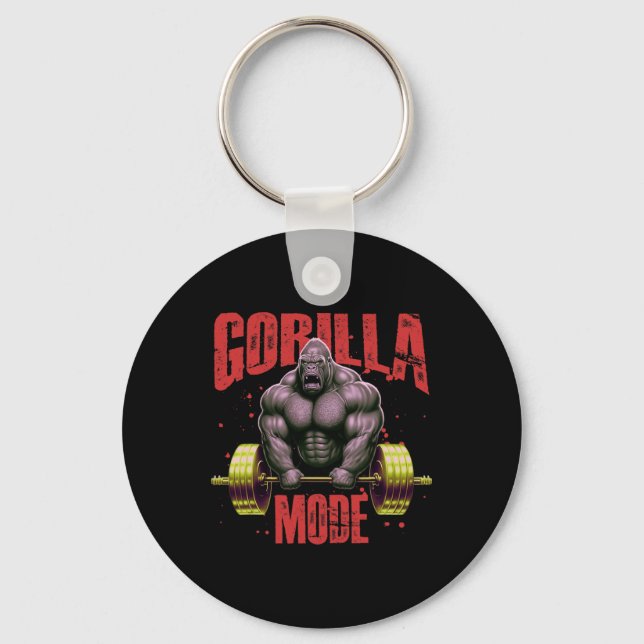 Gorilla Mode Weightlifting Gym Bodybuilding Workou Nyckelring (Framsida)