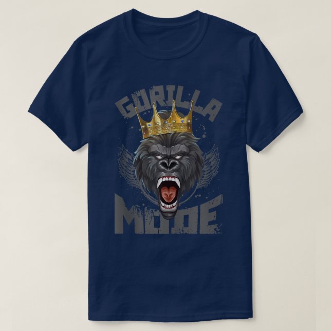Gorilla Mode Workout Krona Fitness Gym Motivation T Shirt (Design framsida)