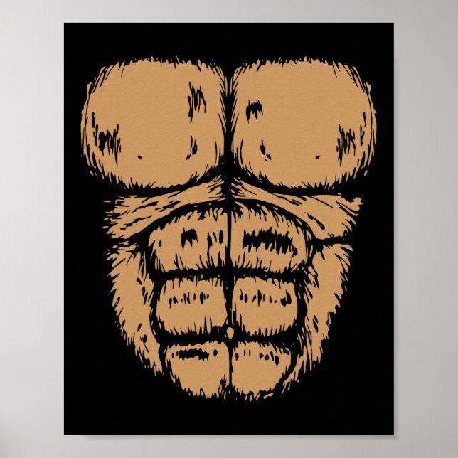 Gorilla Monkey Belly Chest Costume Diy Halloween Poster (Framsidan)